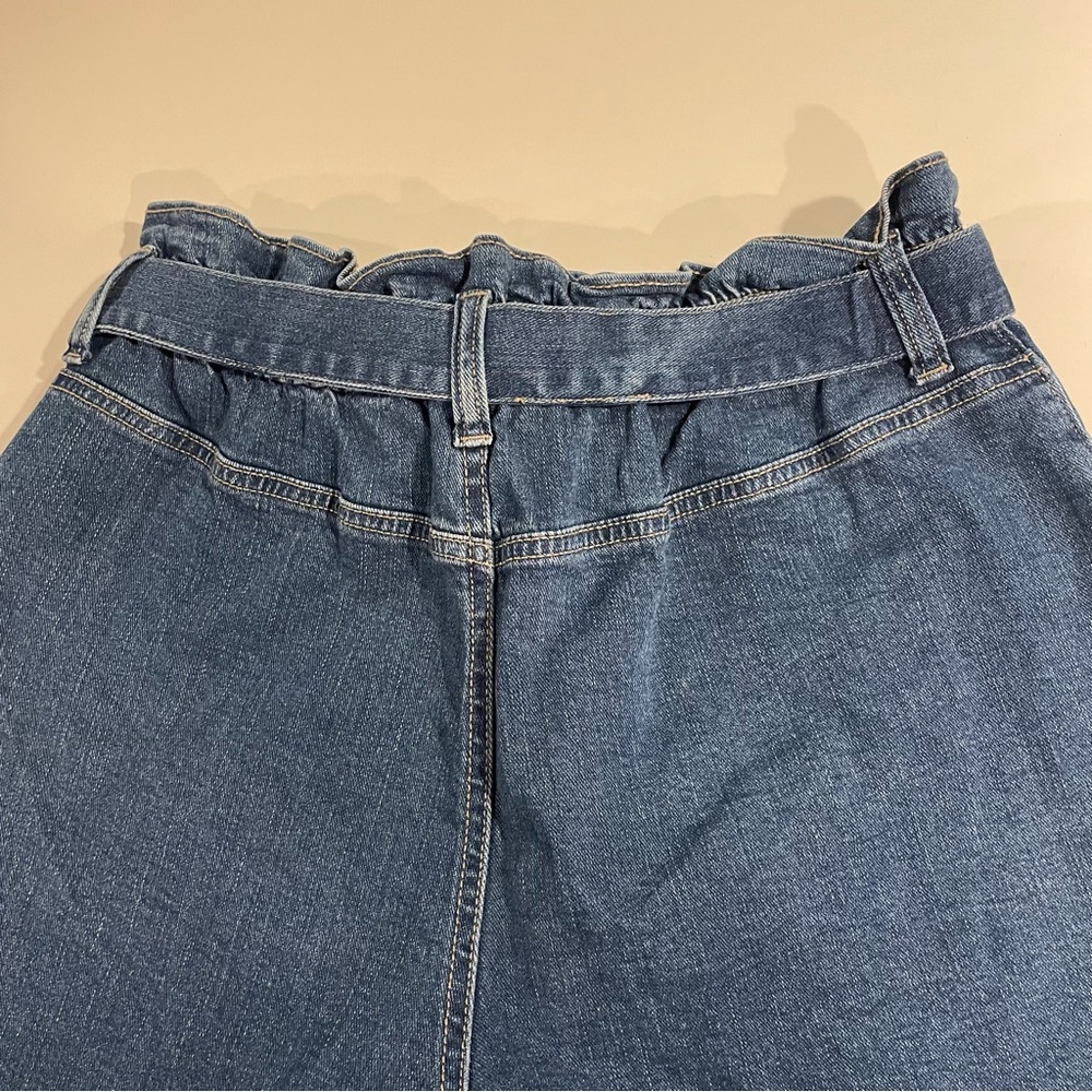 Time & Tru Paper Bag Denim Shorts Self Tie Women 12 High Rise Blue Boho Cottage - Picture 6 of 10